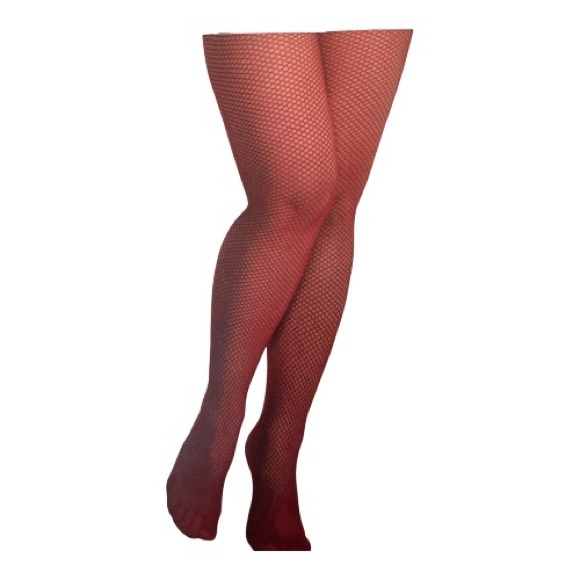 Red Fishnet Tights - Picture 1 of 3